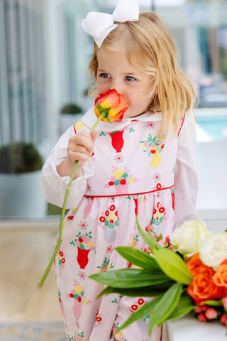 Sleeveless Rebecca Romper Pink & Plentiful with Richmond Red