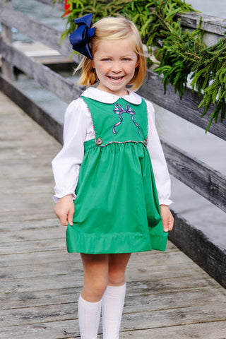 Brady Button In Dress - Kiawah Kelly Green with Merritt Park Plaid