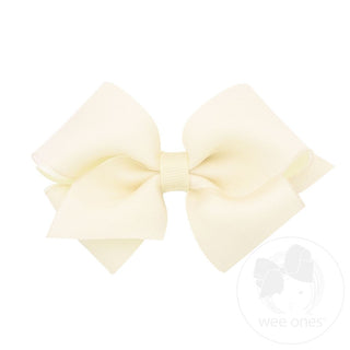 Wee Ones Extra Small Organza and Grosgrain Overlay Hair Bow - Off White