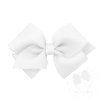 Wee Ones Extra Small Organza and Grosgrain Overlay Hair Bow - White