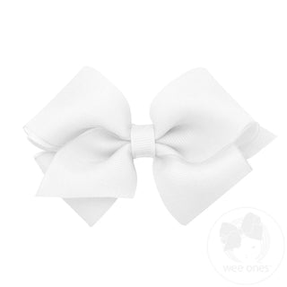 Wee Ones Extra Small Organza and Grosgrain Overlay Hair Bow - White