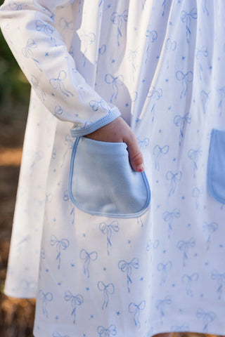 James and Lottie Lennon Dress in Blue Bows Knit