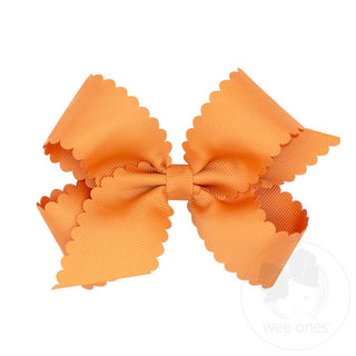 Wee Ones Medium Grosgrain Hair Bow with Scalloped Edge - Ginger