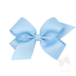 King Grosgrain Hair Bow Scalloped Edge- Millennium Blue