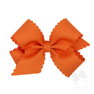 King Grosgrain Hair Bow Scalloped Edge- Pumpkin