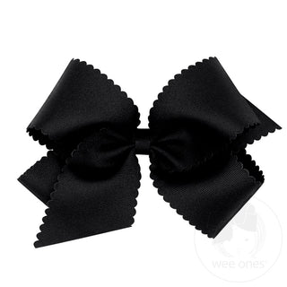 Wee Ones King Grosgrain Hair Bow Scalloped Edge- Black