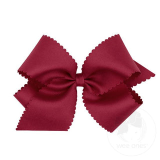 King Grosgrain Hair Bow Scalloped Edge- Cranberry