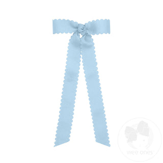 Wee Ones Mini Grosgrain Bowtie with Scalloped Edge, Knot Wrap, and Streamer Tails - MILLENNIUM BLUE