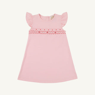 The Beaufort Bonnet Company Smocked Angel Sleeve Biltmore Dress - Sandpearl Pink with Rosebuds