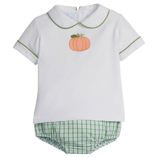 Little English Appliqué Peter Pan Diaper Set in Pumpkin