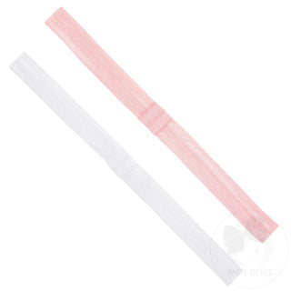 Add-A-Bow Elastic Girls Baby Bands - Two Pack- White and Light Pink