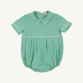 The Beaufort Bonnet Company Bradford Bubble - Gibson Island Green Mini Gingham with Worth Avenue White