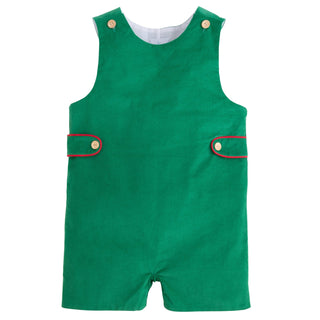 Little English- Button Tab John John - Evergreen Corduroy