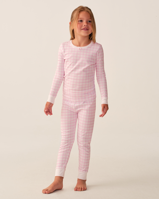 Petite Plume Kids Pima Snug Fit Pajama Set - Pink Gingham