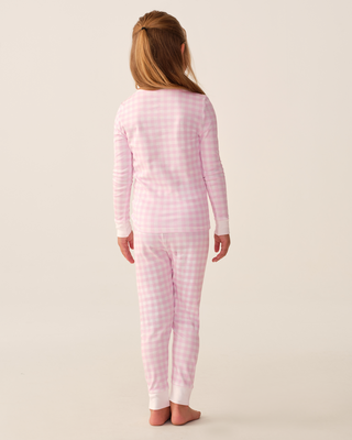 Petite Plume Kids Pima Snug Fit Pajama Set - Pink Gingham