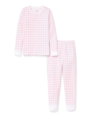 Petite Plume Kid's Pima Snug Fit Pajama Set - Pink Gingham