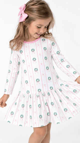 Lullaby Set Dani Dropwaist Dress Long Sleeve - Boxwood and Bows