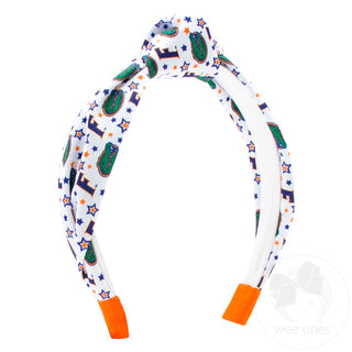 Signature Collegiate Logo Print Soft Ripple-Textured Knot Wrap Headband- Florida