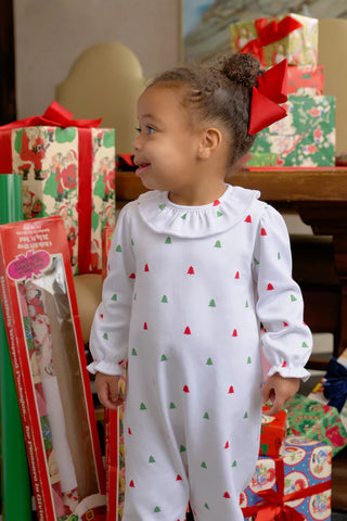 Beaufort Bonnet Long Sleeve Ramona Ruffle Romper in Thomas Point Tree Farm