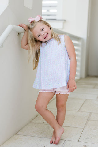 James and Lottie Bloomer Set - Blue Floral Scallop