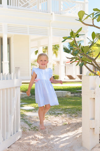 The Beaufort Bonnet Company Pammy's Pinafore Dress - Breakers Blue Seersucker with Sandpearl Pink