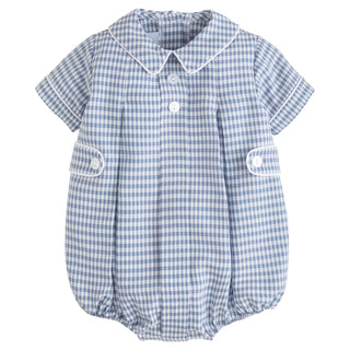 Little English Davant Bubble in Gray Blue Gingham