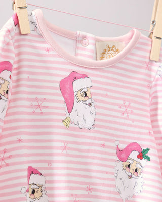 The Beaufort Bonnet Company Long Sleeve Penny's Play Bubble - Dear Santa (Palm Beach Pink Stripe) with Palm Beach Pink