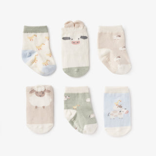 Elegant Baby On the Farm Non Slip Baby Socks 6pk