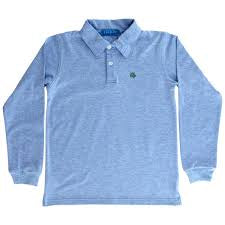 The Bailey Boys Long Sleeve Polo- heathered blue