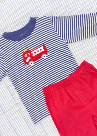 Little English - Applique T-Shirt - Fire Truck