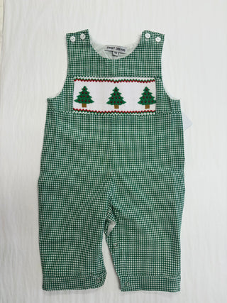 Green Gingham Smocked Christmas Tree Longall