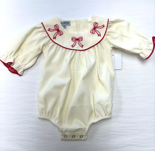 Triple Bows Embroidered Corduroy Bubble