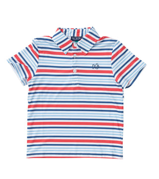 Prodoh Performance Polo in America Red White and Blue Stripe