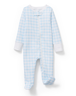 Petite Plume Baby's Pima Romper - Blue Gingham