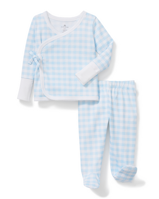 Petite Plume Baby Pima Wrap Set - Blue Gingham