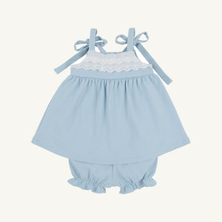 The Beaufort Bonnet Company Idabelle Bloomer Set - Buckhead Blue with Worth Avenue White Eyelet