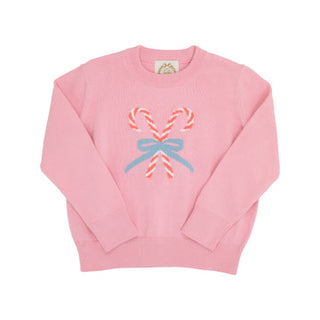 Isabelle's Intarsia Sweater- Hamptons Hot Pink with Candy Cane Intarsia