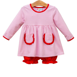 Reese Bloomer Set- Pink Stripe and Red