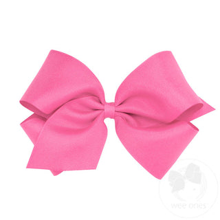 King Classic Grosgrain Hair Bow (Plain Wrap)- Hot Pink