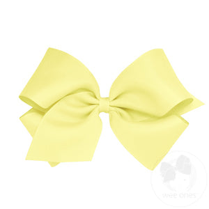 Wee Ones Medium Classic Grosgrain Hair Bow (Plain Wrap) - Light Yellow