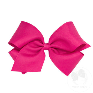 King Classic Grosgrain Hair Bow (Plain Wrap)- Shocking Pink