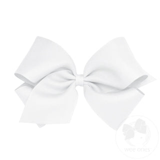 King Classic Grosgrain Hair Bow (Plain Wrap)- White