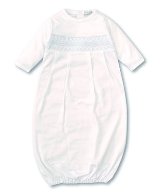 Kissy Kissy Hand Smocked CLB Charmed White Sack Gown