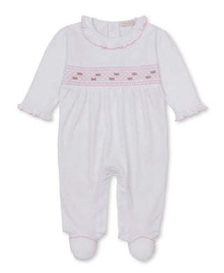 Kissy Kissy Hand Smocked Footie - White/Pink