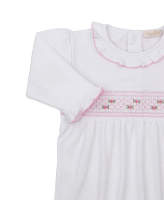 Kissy Kissy Hand Smocked Footie - White/Pink