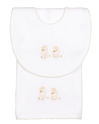 The Yellow Lamb Lambikins Bib & Burp Cloth - Cream