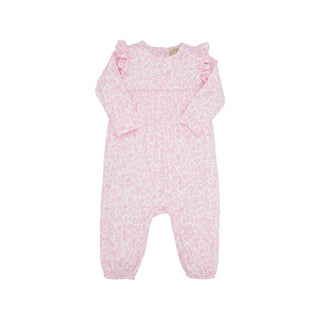 Leigh Ann Angel Sleeve Romper- Greenville Garden with Palm Beach Pink