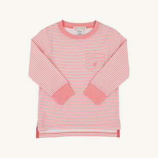 The Beaufort Bonnet Company Long Sleeve Carter Crewneck - Parrot Cay Coral Stripe