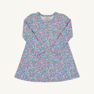 The Beaufort Bonnet Company Long Sleeve Polly Play Dress - Mountain Brook Mini Floral (Parrot Cay Coral)