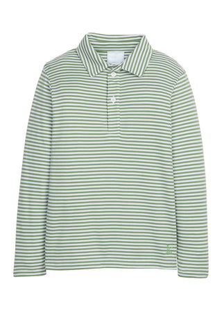 Little English Long Sleeve Polo - Watercress Stripe